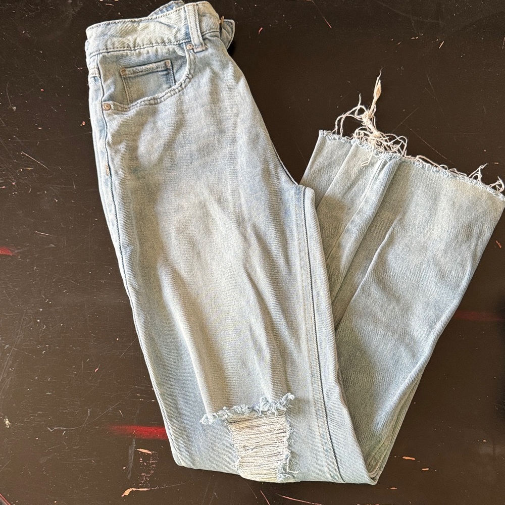 Rewash Light Blue Distressed Wide Leg Jeans